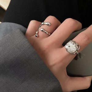 Irregular Metal Gemstone Ring